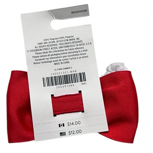 Janie and Jack Red Bow Barrette - Picture 2 of 2